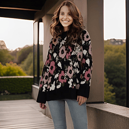 Suéter de lana floreado lulu - Negro