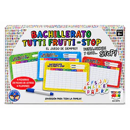 Bachillerato Tutti Frutti Stop – Juego Familiar con 4 Pizarras Reutilizables