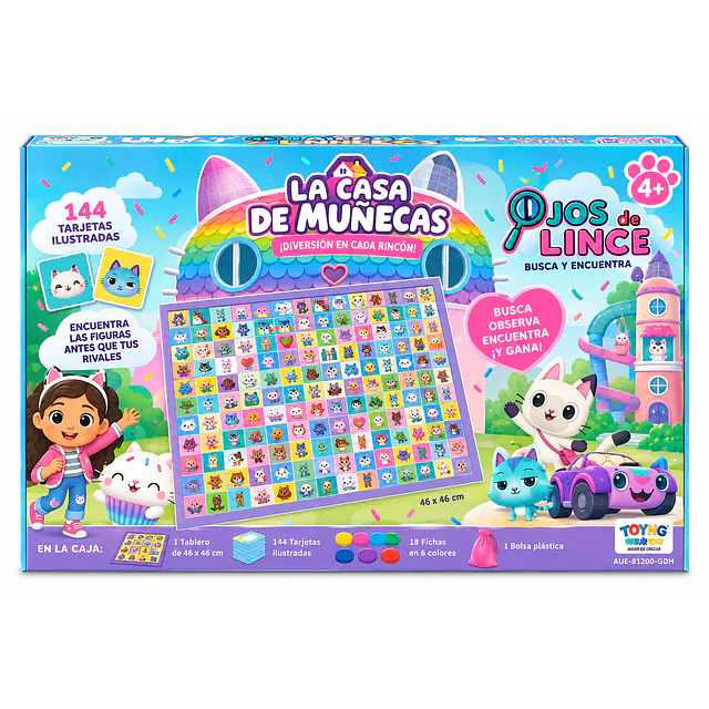 Ojos de Lince La Casa de Muñecas de Gabby – Juego Busca y Encuentra | 144 Tarjetas +4 Años
