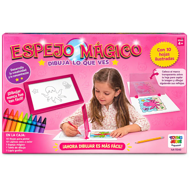 Espejo Mágico para Dibujar – Kit de Dibujo y Copiado con 10 Láminas +4 Años