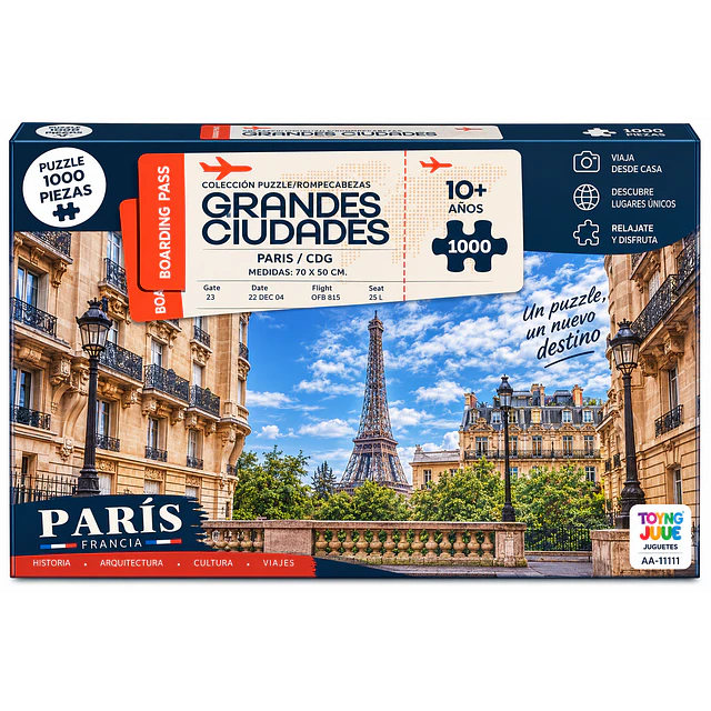 Puzzle París Torre Eiffel – Rompecabezas 1000 Piezas 70 × 50 cm | Grandes Ciudades