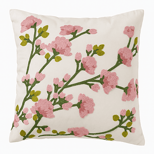 Funda Blanca Bordada Rosas Rosas 45x42