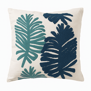 Funda Bordada Palmeara Azul Y Verde 45x42