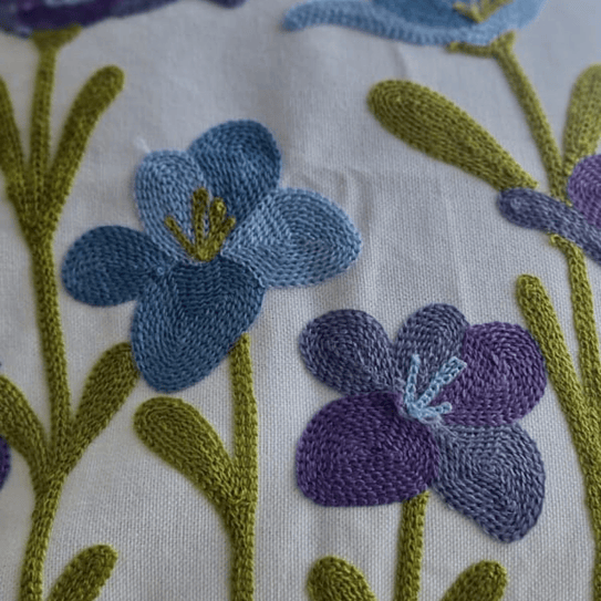 Funda Bordada Moradas Y Celeste Tuilipan 45x42 5