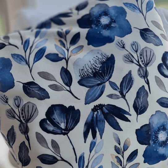 Funda Impresa Flores Azules Con Ramas Verdes 45x42 3