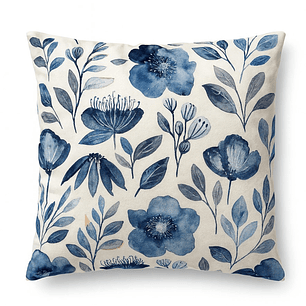 Funda Impresa Flores Azules Con Ramas Verdes 45x42