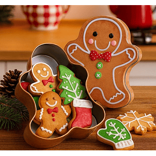 Caja de Metal Galleta Navidad Jengibre Tarro