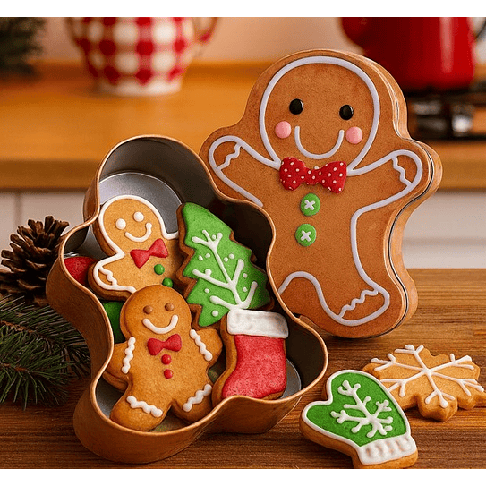 Caja de Metal Galleta Navidad Jengibre Tarro 2