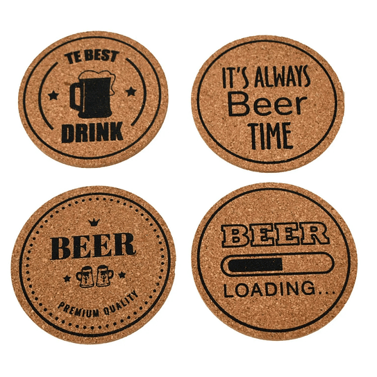 Posa Vasos Corcho Redondo Diseños 4 unidades 1