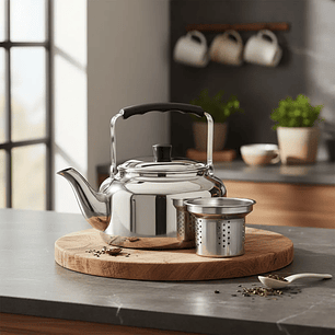 Tetera de Acero Inoxidable Con Filtro 900 ML Marca Vitta