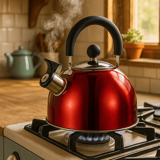 Tetera 2.5 Litros Acero Inoxidable Rojo con Silbato Vitta 1