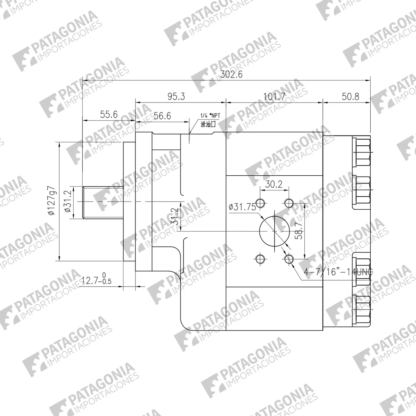 Motor Hidráulico de Engranajes Simple M76A878BE0L30 2