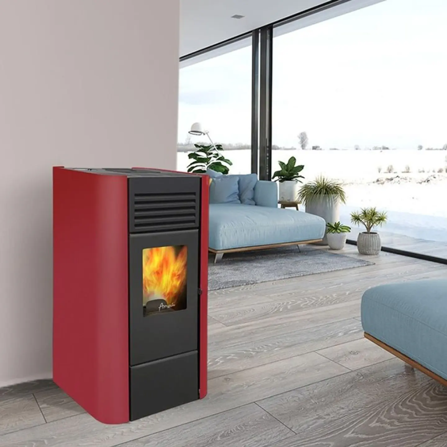 Estufa a Pellet Amesti Milano 7,2 Kw Rojo 3