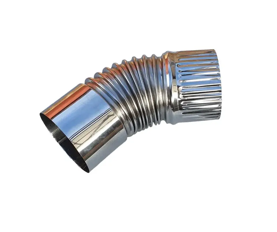 Codo Corrugado Pellet 45º x 80 mm Ac Inoxidable 2