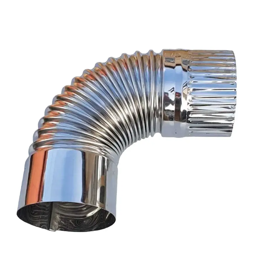 Curva Corrugada Para Estufa a Pellet 90ºx 80 mm Ac Inox. 1