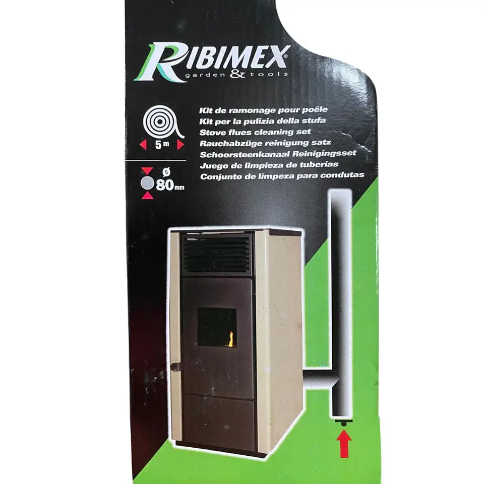 Kit Limpieza Ductos Estufa o Caldera a Pellet Ø80mm 5