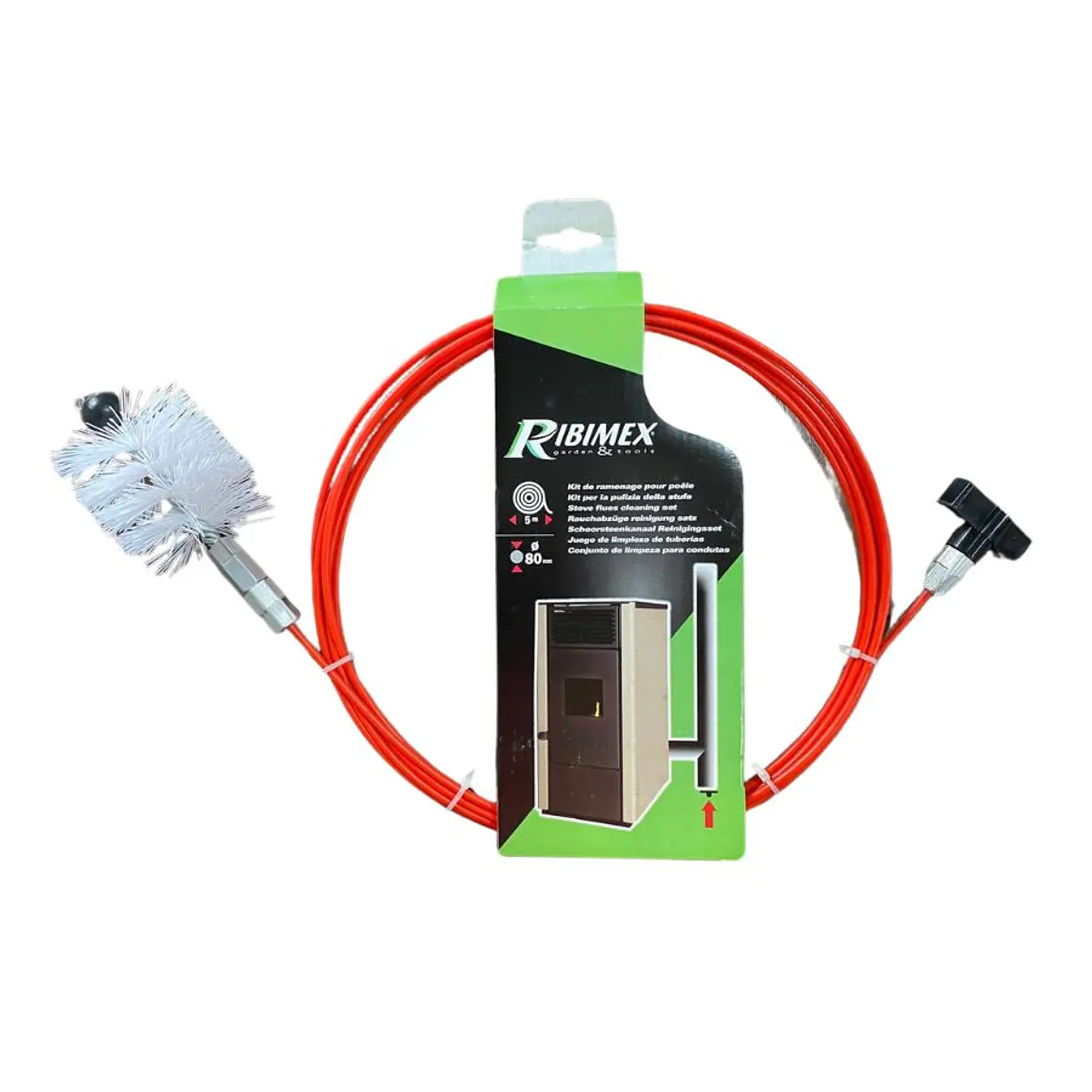 Kit Limpieza Ductos Estufa o Caldera a Pellet Ø80mm 1