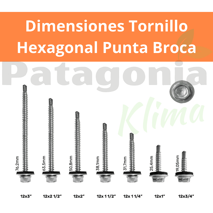 Tornillo Autoperforante Hexagonal c/Golilla 12x1
