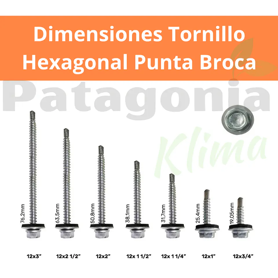 Tornillo Autoperforante Hexagonal c/Golilla 12x1.1/2