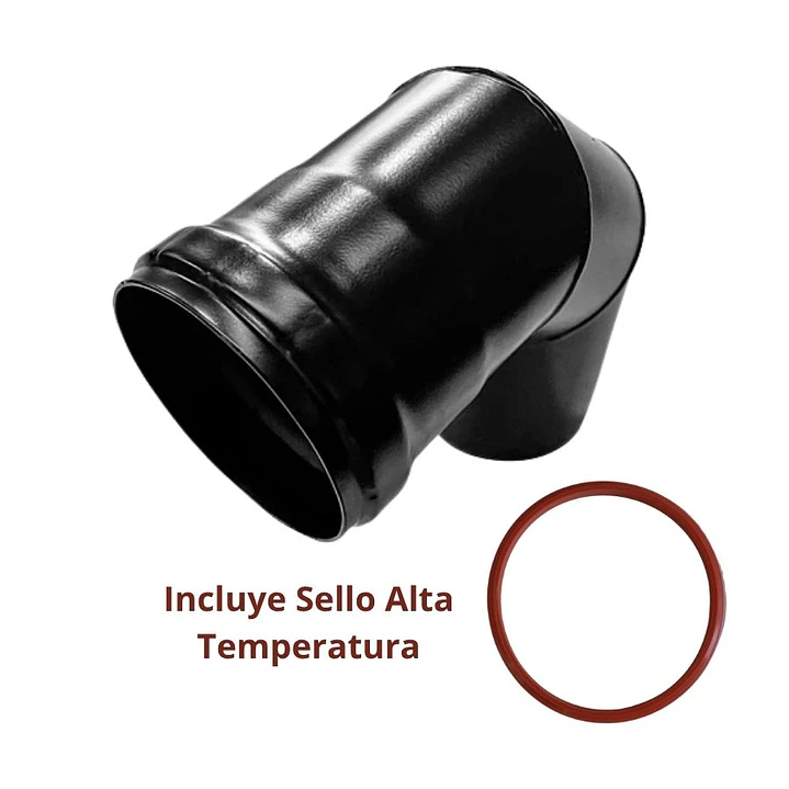 Cañon Estufa Pellet Codo 90º x 80 mm Acero Negro 2