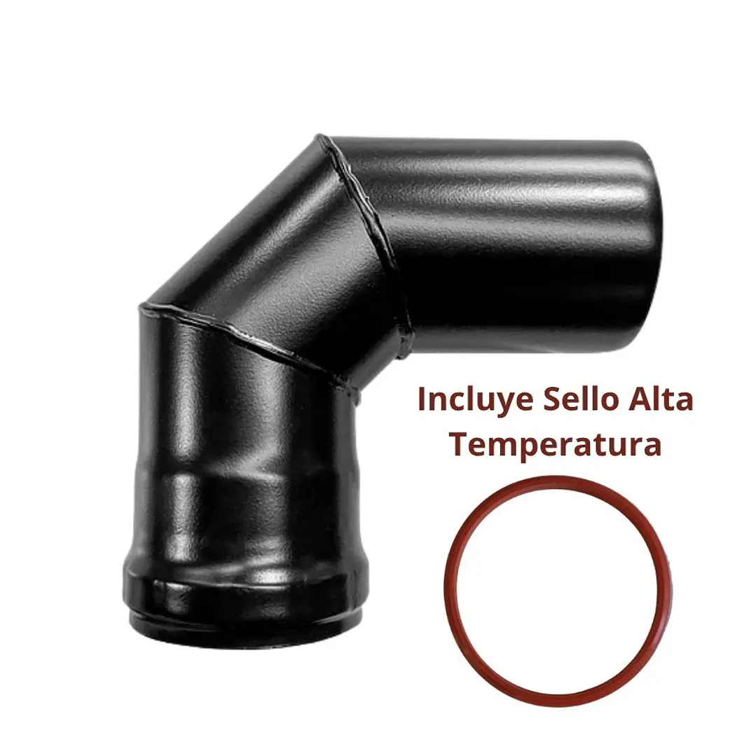 Cañon Estufa Pellet Codo 90º x 80 mm Acero Negro 3