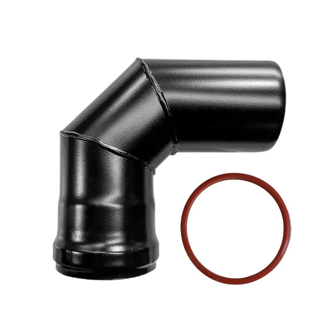 Cañon Estufa Pellet Codo 90º x 80 mm Acero Negro 1