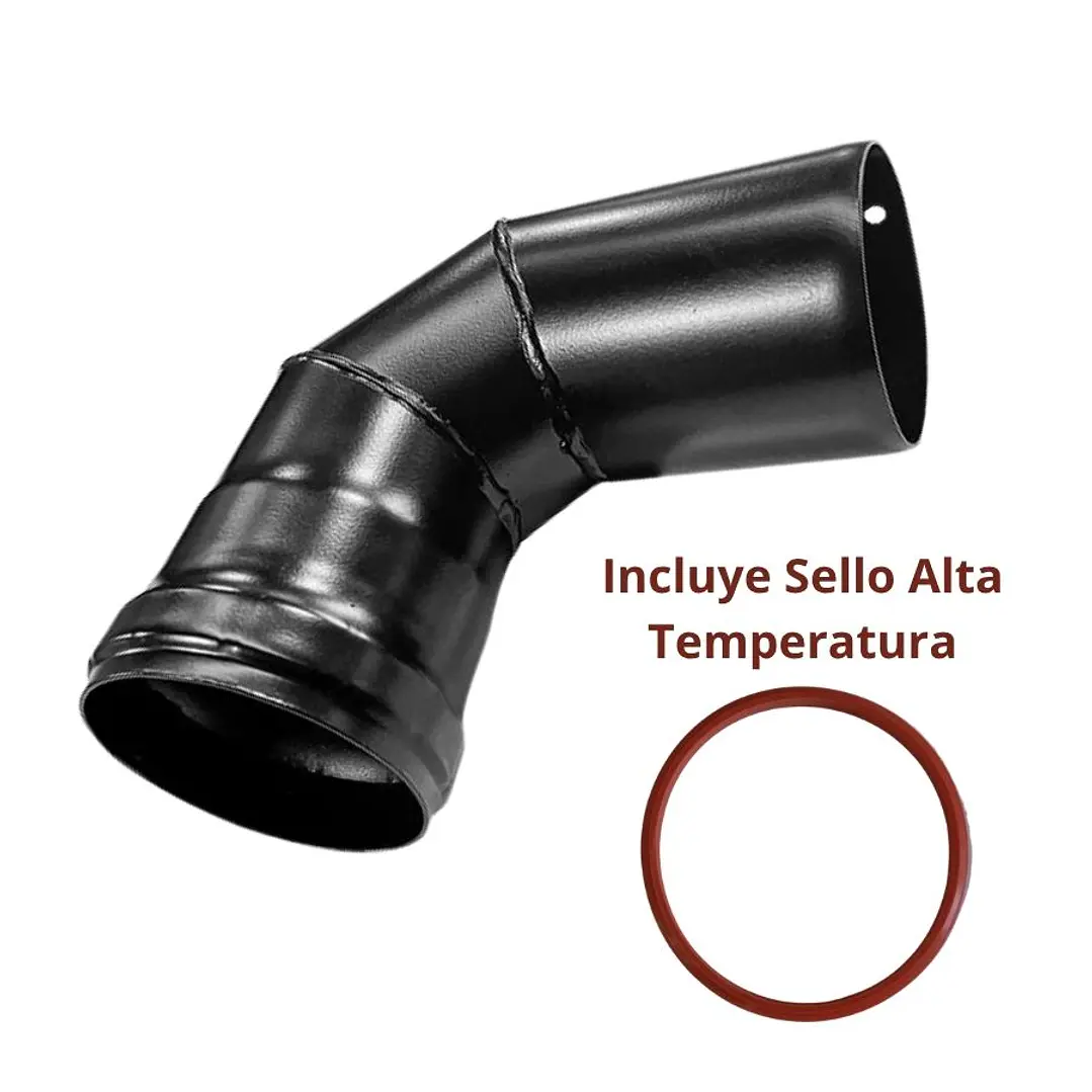 Cañon Estufa Pellet Codo 90º x 80 mm Acero Negro 4
