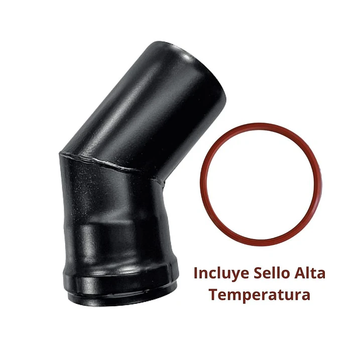 Cañon Estufa Pellet Codo 45º x 80 mm Acero Negro 2
