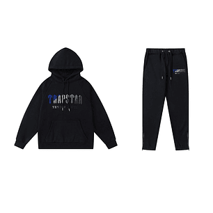 Conjunto Trapstar Negro Logo Azul/Gris