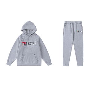 Conjunto Trapstar Gris Logo Rojo/Gris/Blanco