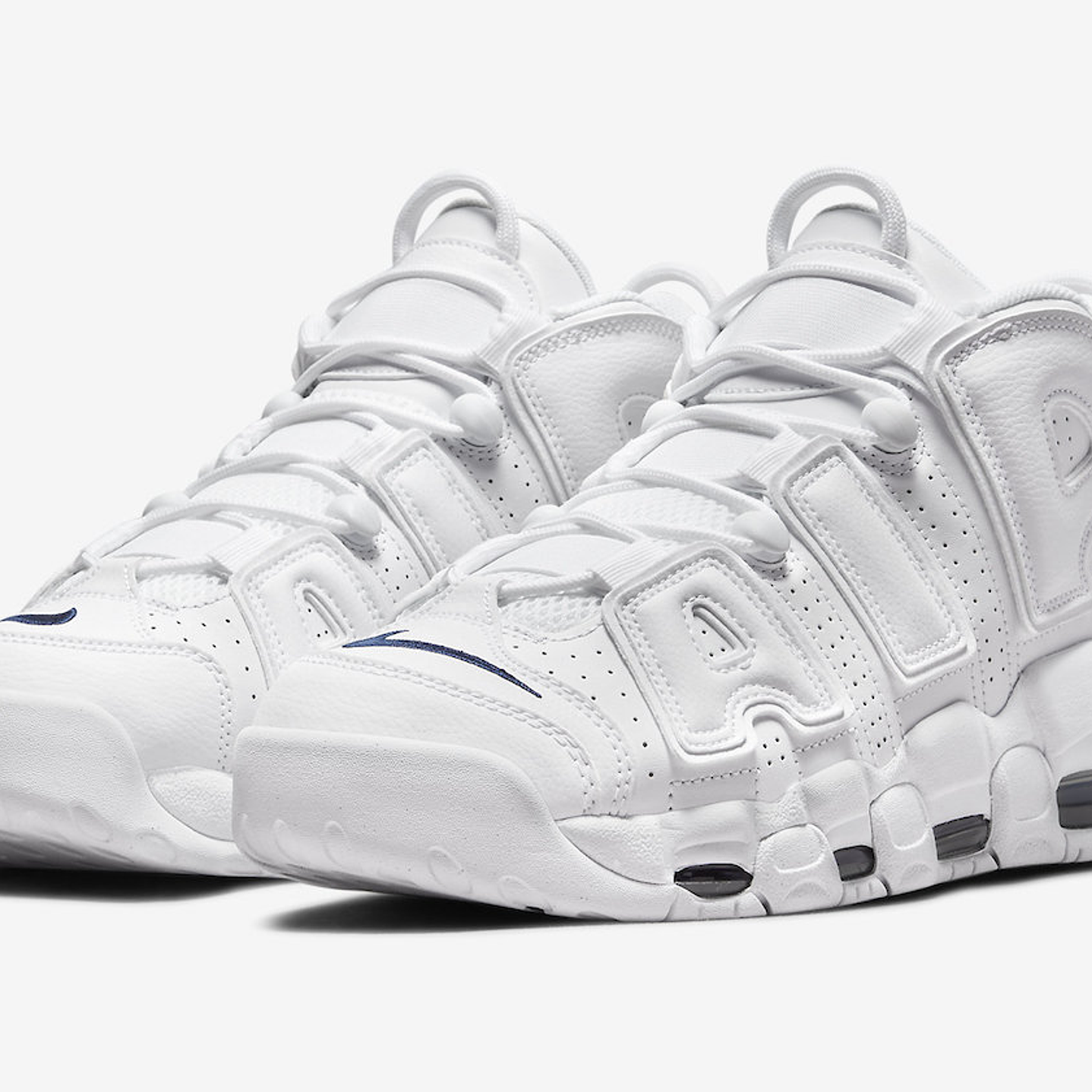 Nike More Uptempo White Navy Swoosh 5