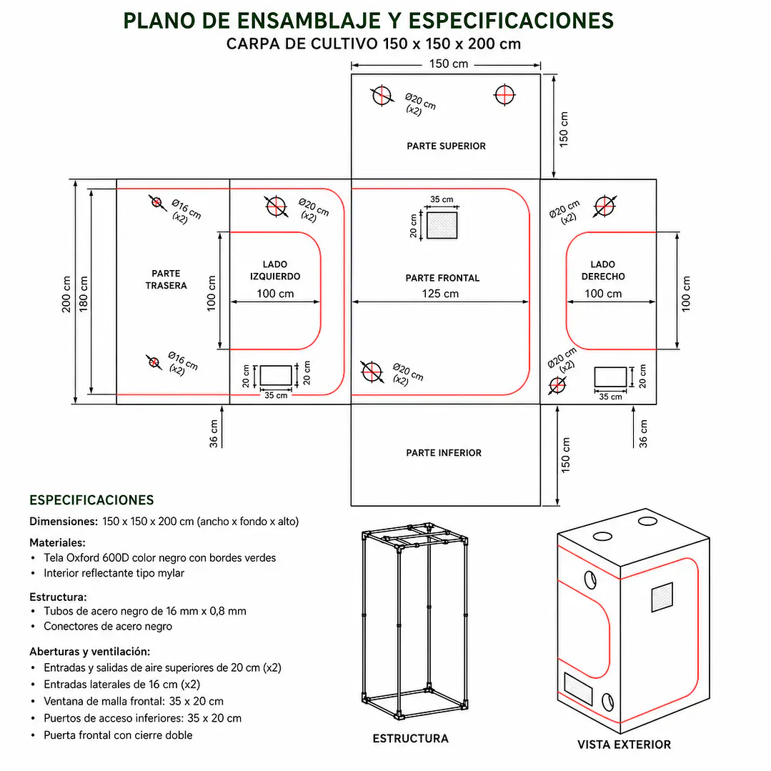 Carpa Cropbox 150x150x200 - Kasvi  3
