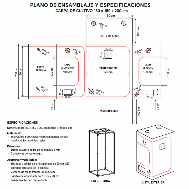 Carpa Cropbox 150x150x200 - Kasvi  3