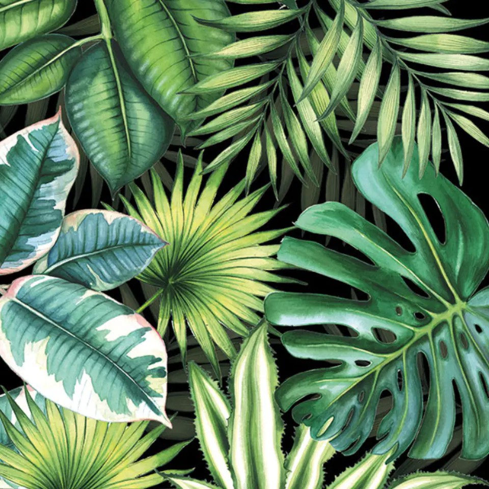 Servilleta Hojas Tropicales Negra - A121 1