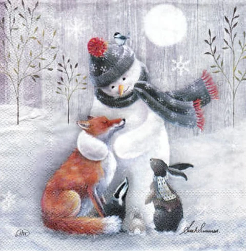 Servilleta Mono de Nieve, Zorro y Conejo - D407