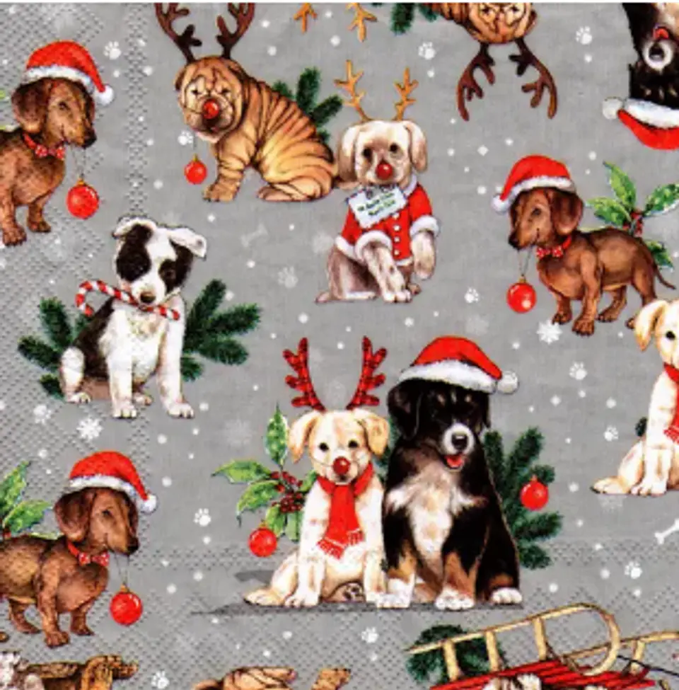 Servilleta Perritos navideños - D416 1