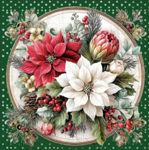 Servilleta Escena floral en tonos verdes - F608