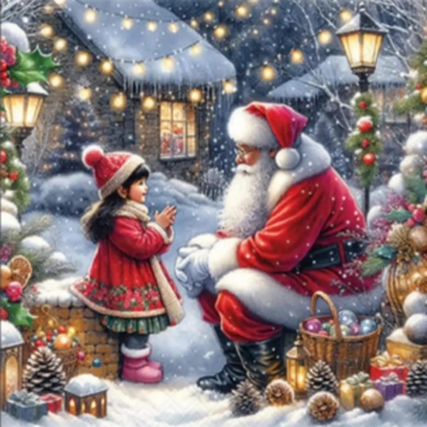 Servilleta Niñita con Santa - F610 1