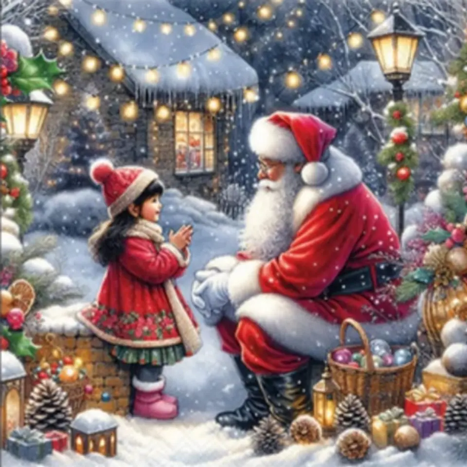 Servilleta Niñita con Santa - F610 1