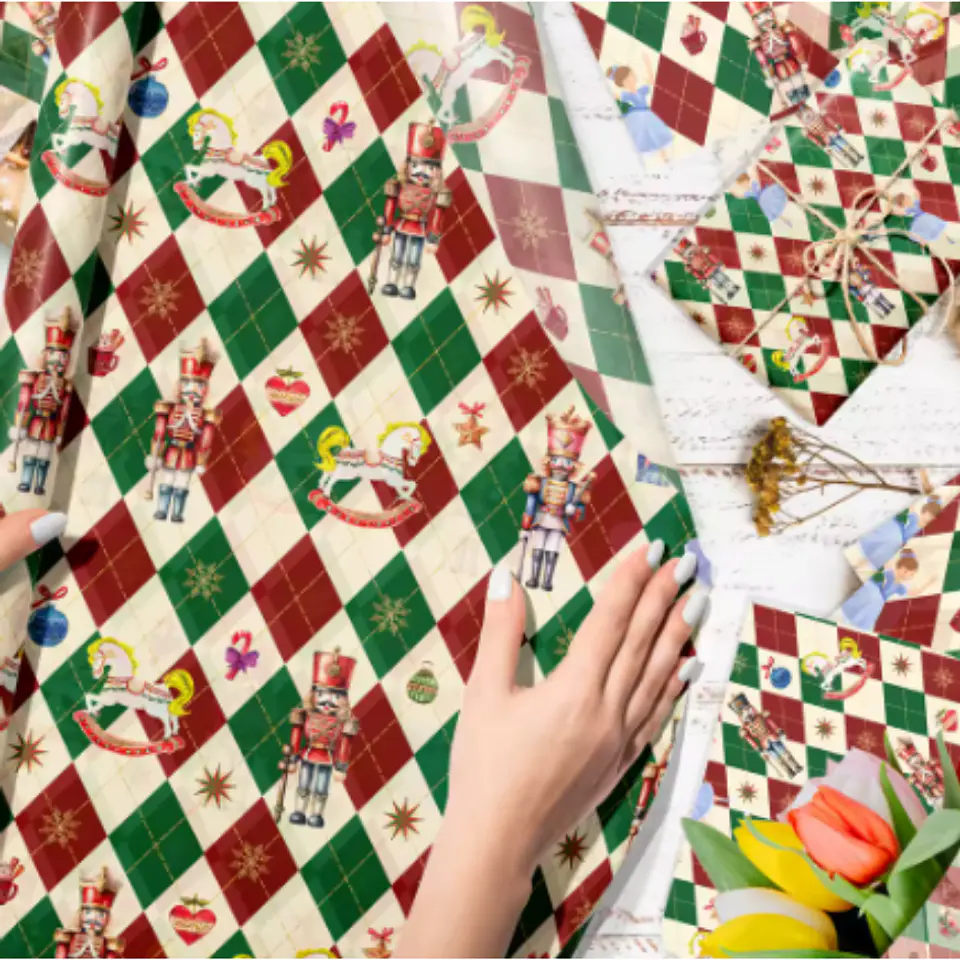 Papel Decorativo para Decoupage – Cascanueces Rombos de Navidad 2