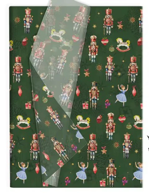 Papel Decorativo para Decoupage – Cascanueces Verde de Navidad