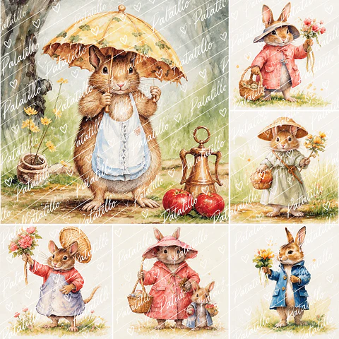 🐰 Lámina para Posavasos — Animalitos del Bosque 🌸