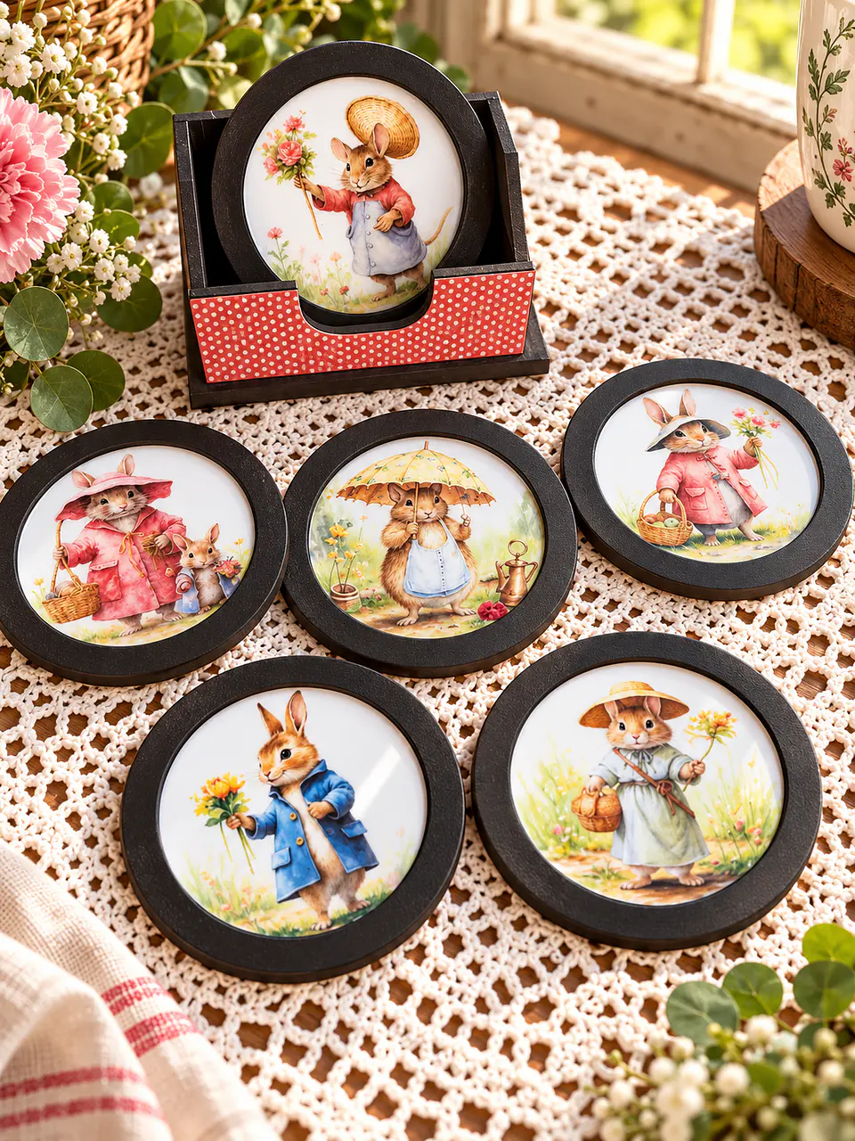🐰 Lámina para Posavasos — Animalitos del Bosque 🌸 2