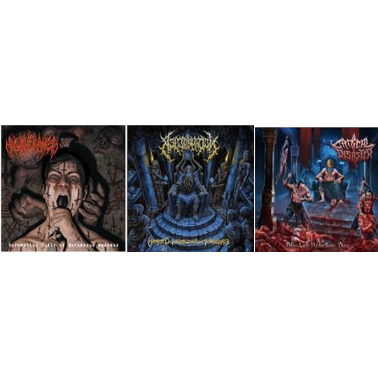 Machiavellianism -Tormenting Guilt Of Murderous Madness CD/ Critical Disaster - A Blast Of Rebellion/ Necrobutcher - Stablishment... PACK 3 CDS