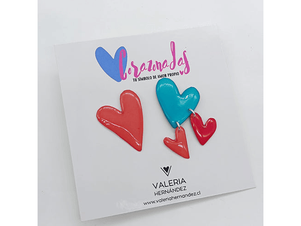 Corazonadas: Asimetrica Roja y Celeste 2