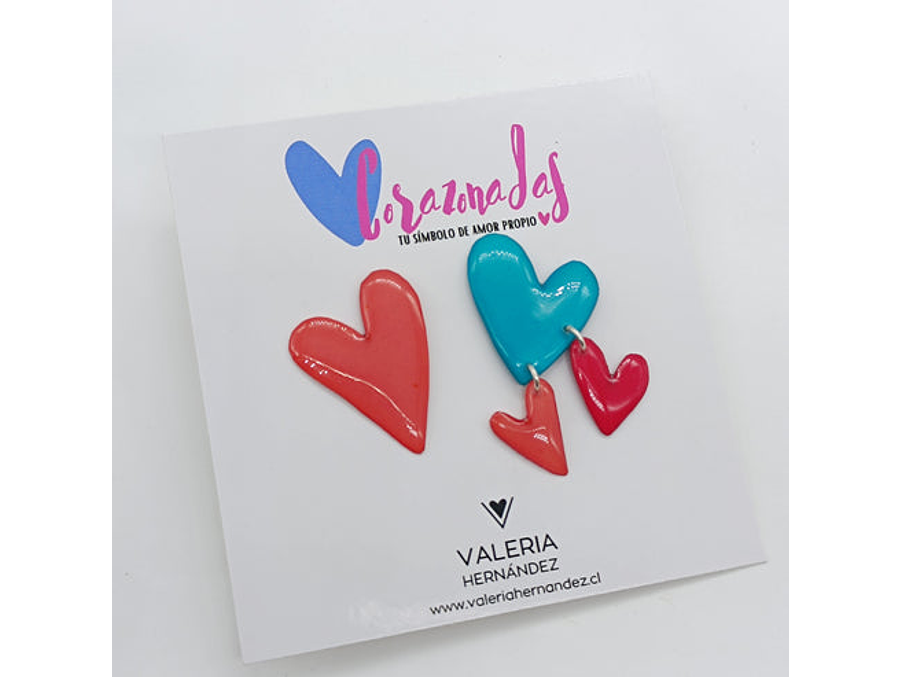 Corazonadas: Asimetrica Roja y Celeste 2