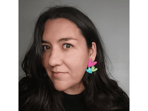 Corazonadas: Asimetrica Rosa, Verde y  Celeste 3