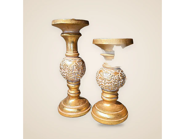 Set candelabros dorados 3