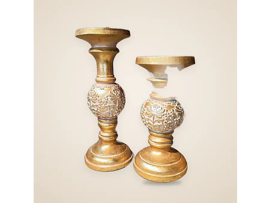 Set candelabros dorados 3