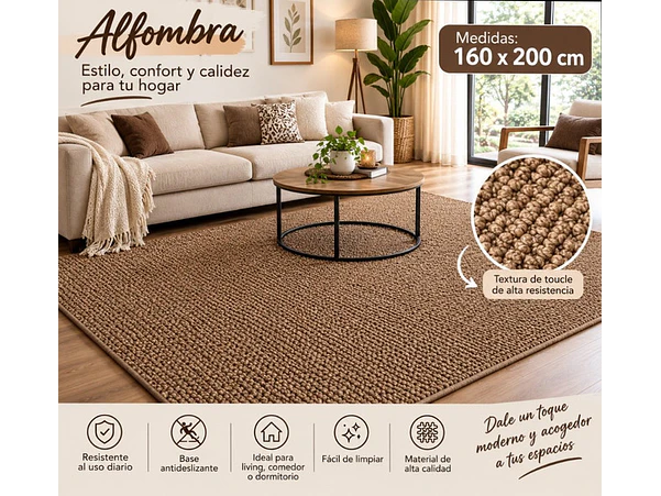 Alfombra boucle compacto cafe 160x200 1